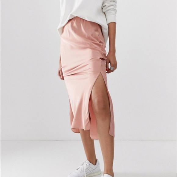 ASOS Satin Midi Skirt with Splits - Picture 4 of 5